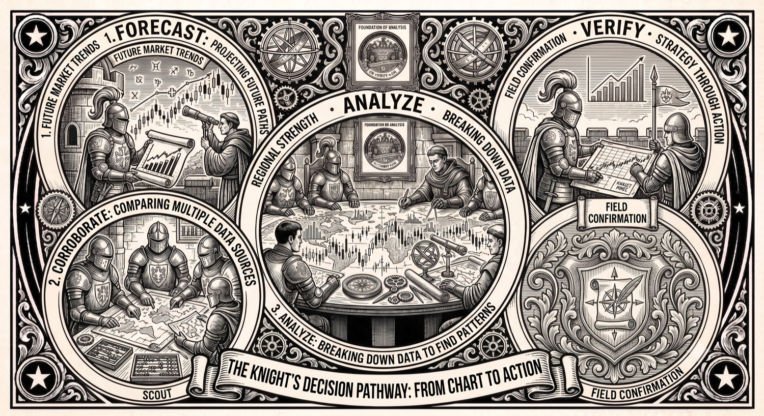 The knight’s decision pathway: from chart to action